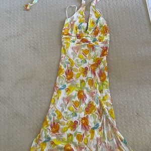 Runawaythelabel BNWT yellow flower halter dress